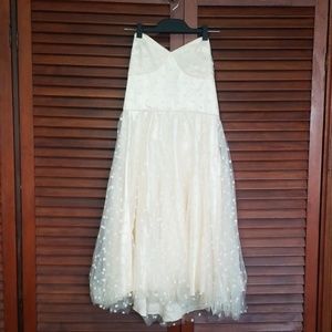 Unique Vintage Ivory Swiss Dot Strapless Dress